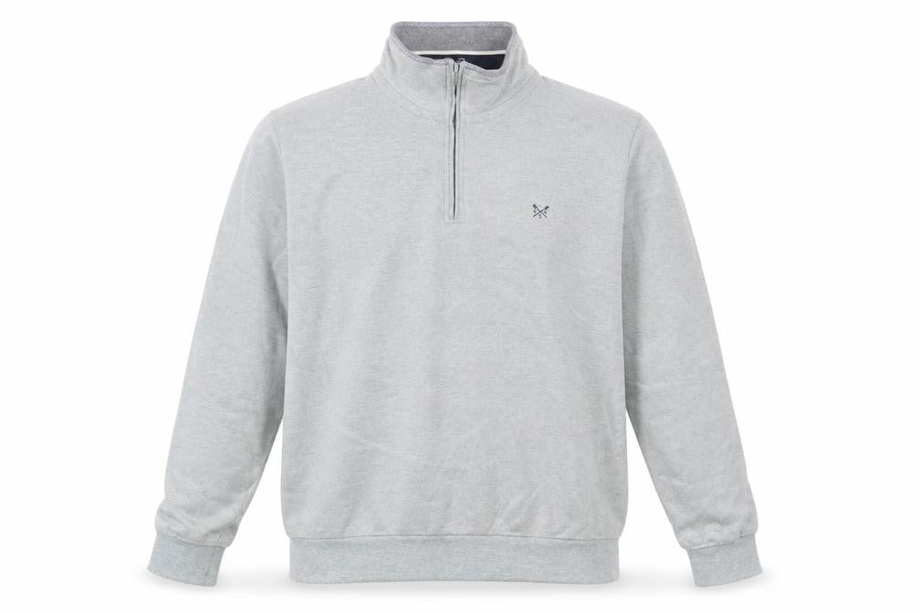 Crew Clothing Company Mens Grey L Half Zip Jumper High Neck Cotton Blend
