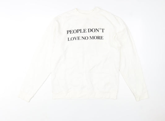 Independent Trading Company Women White Graphic Pullover Sweatshirt S