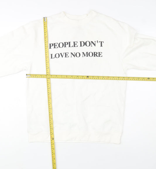 Independent Trading Company Women White Graphic Pullover Sweatshirt S