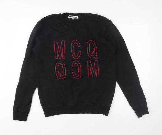 MCQ Men's Black Logo Embroidered Sweatshirt Size S Pullover Cotton