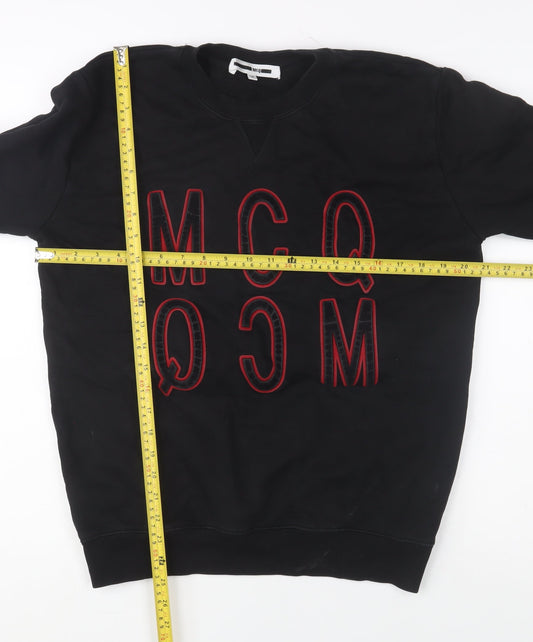 MCQ Men's Black Logo Embroidered Sweatshirt Size S Pullover Cotton