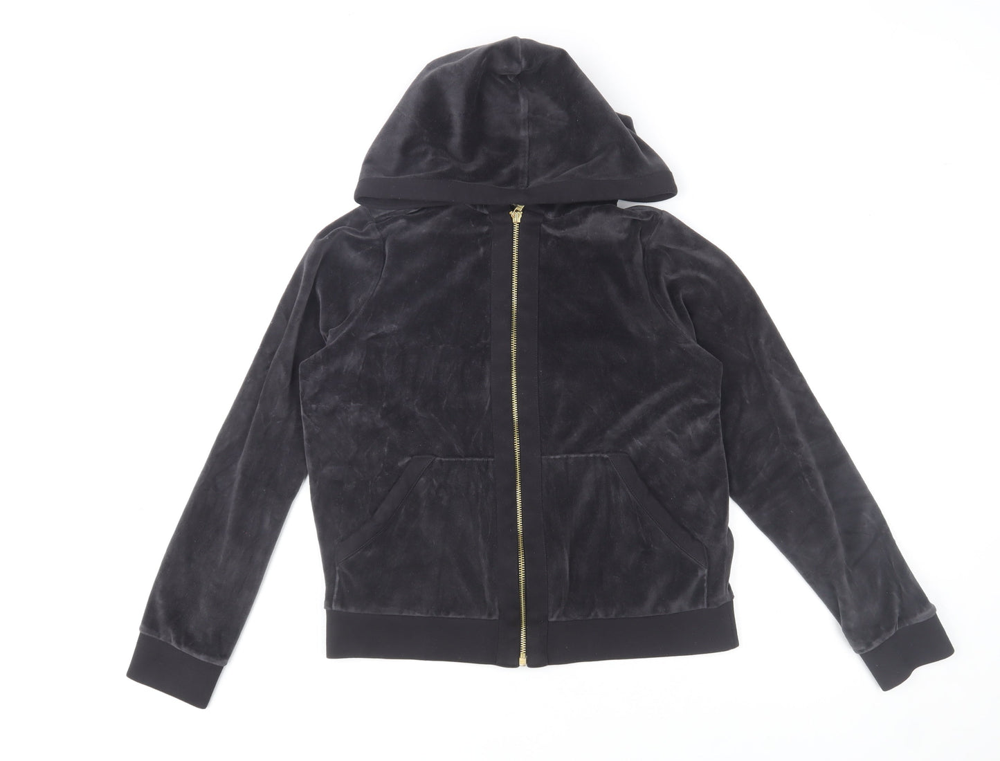 Hobbs Women Black XS Velvet Zip Hooded Track Jacket