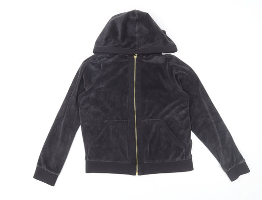 Hobbs Women Black XS Velvet Zip Hooded Track Jacket