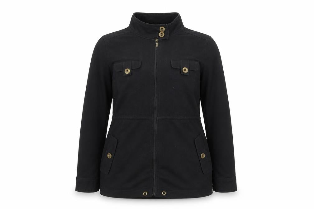 Bonmarché Women's Black Military Style Zip Jacket with Buttons Size M