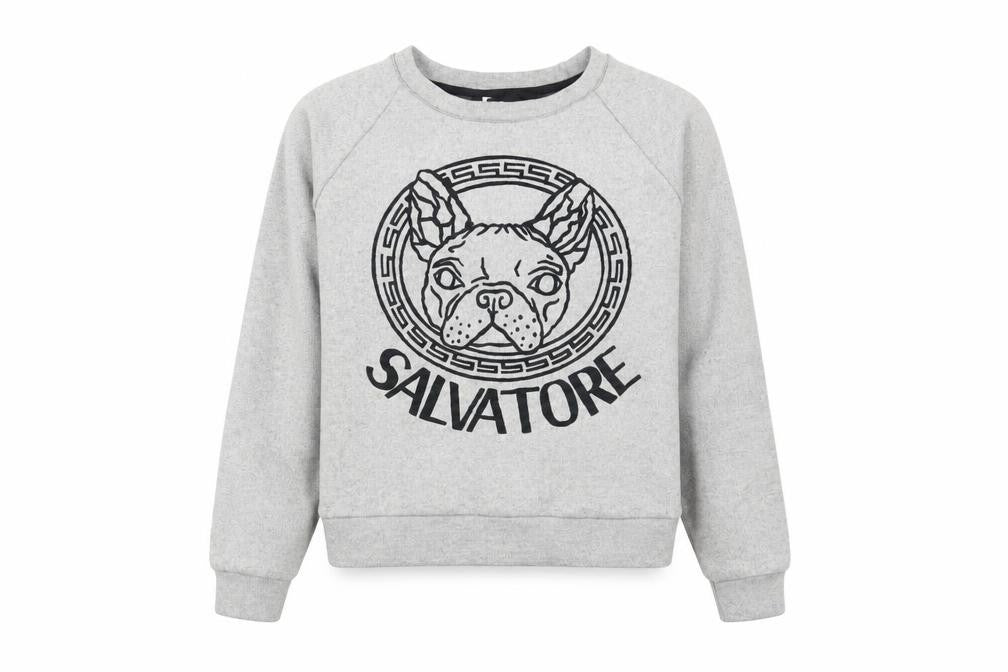 5 Preview Women Grey Pullover Sweatshirt XS Wool Cotton Blend Dog Print