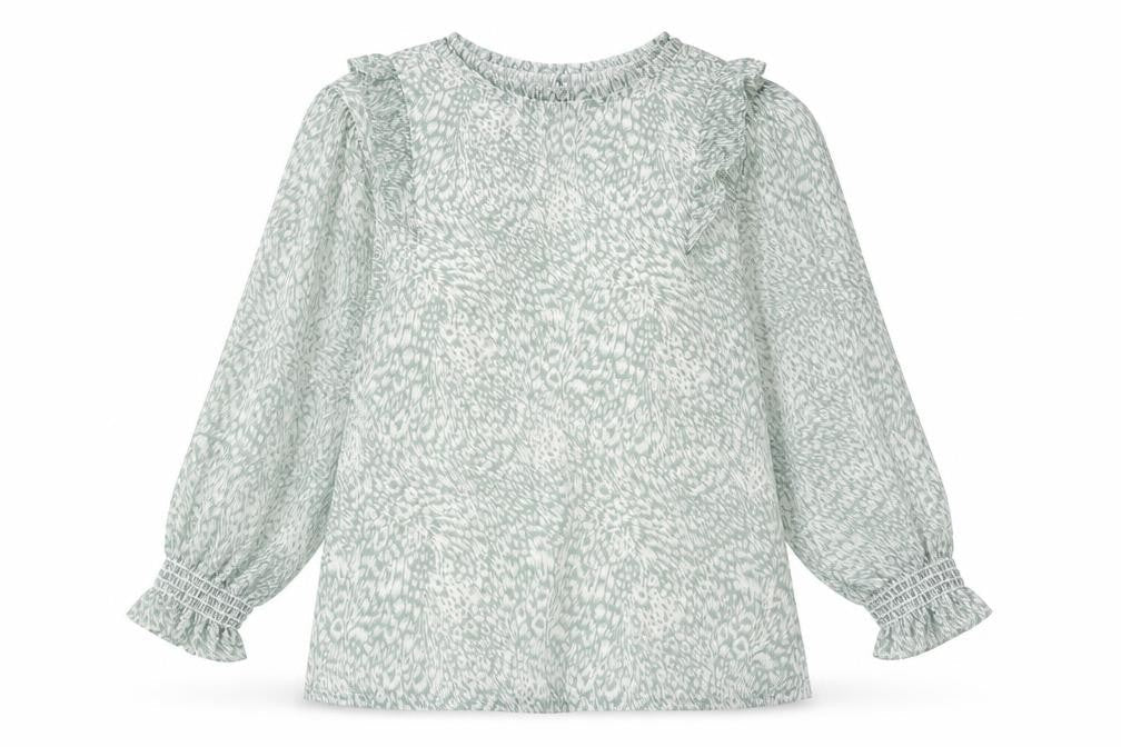 Oasis Women's Green Floral Ruffle Tunic Blouse Size 8