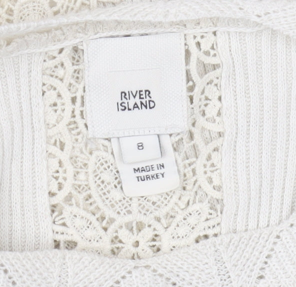River Island Women’s Ivory Crochet Knit Jumper Size 8