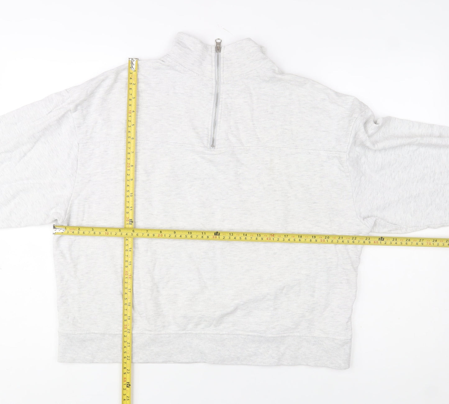 ASOS DESIGN Women's Grey 1/4 Zip Sweatshirt UK 12 Cotton Blend