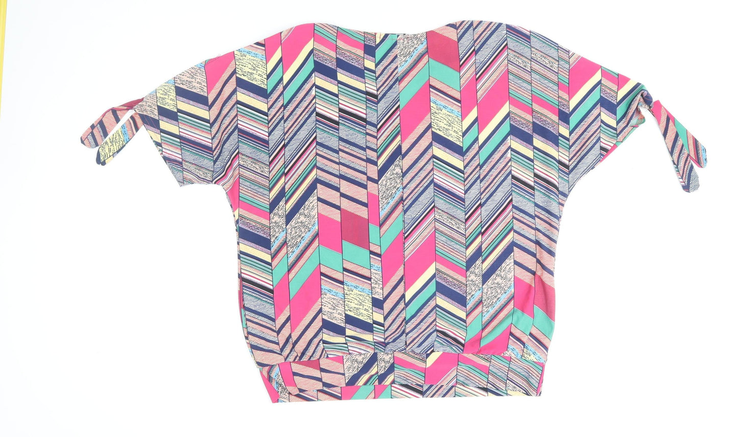 Fun Collection Women's Multicoloured Geometric Short Sleeve Tunic Top Size S