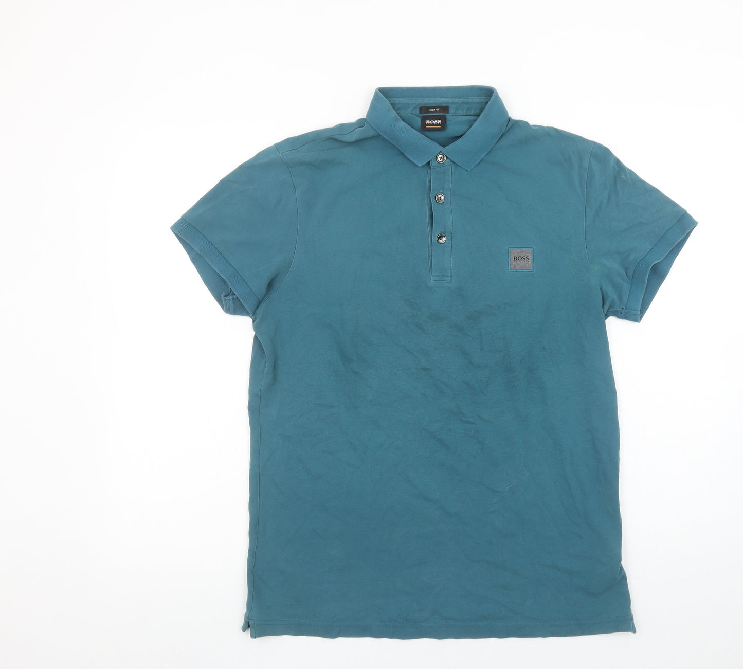 Hugo Boss Men's Blue Slim Fit Cotton Polo Shirt M