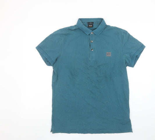 Hugo Boss Men's Blue Slim Fit Cotton Polo Shirt M