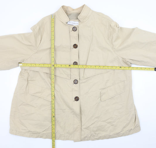 Elisabeth Womens Beige Cotton Blend Button Up Mid-Length Jacket XL