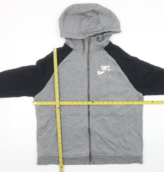 Nike Air Men Grey & Black Full Zip Hoodie L Fleece Sportswear