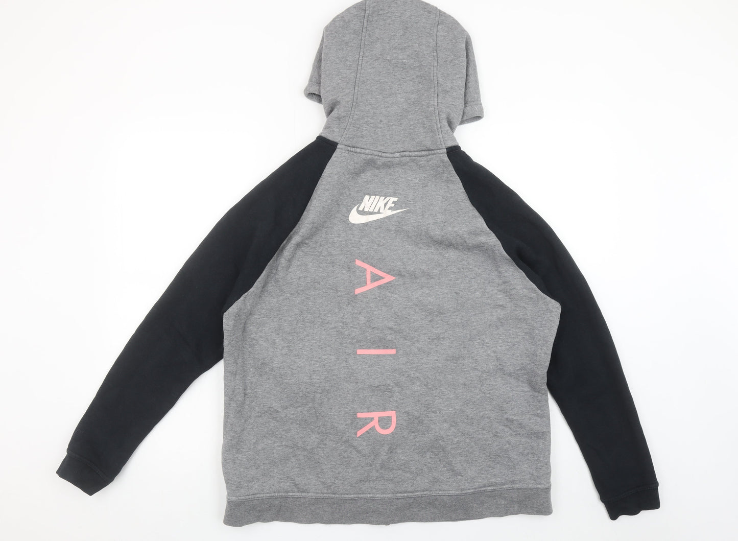 Nike Air Men Grey & Black Full Zip Hoodie L Fleece Sportswear