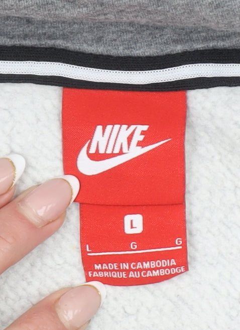 Nike Air Men Grey & Black Full Zip Hoodie L Fleece Sportswear