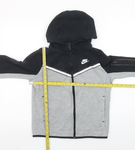 Nike Boys Black Grey Full Zip Hoodie L 147-158cm Cotton Blend