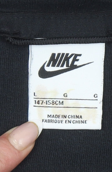 Nike Boys Black Grey Full Zip Hoodie L 147-158cm Cotton Blend