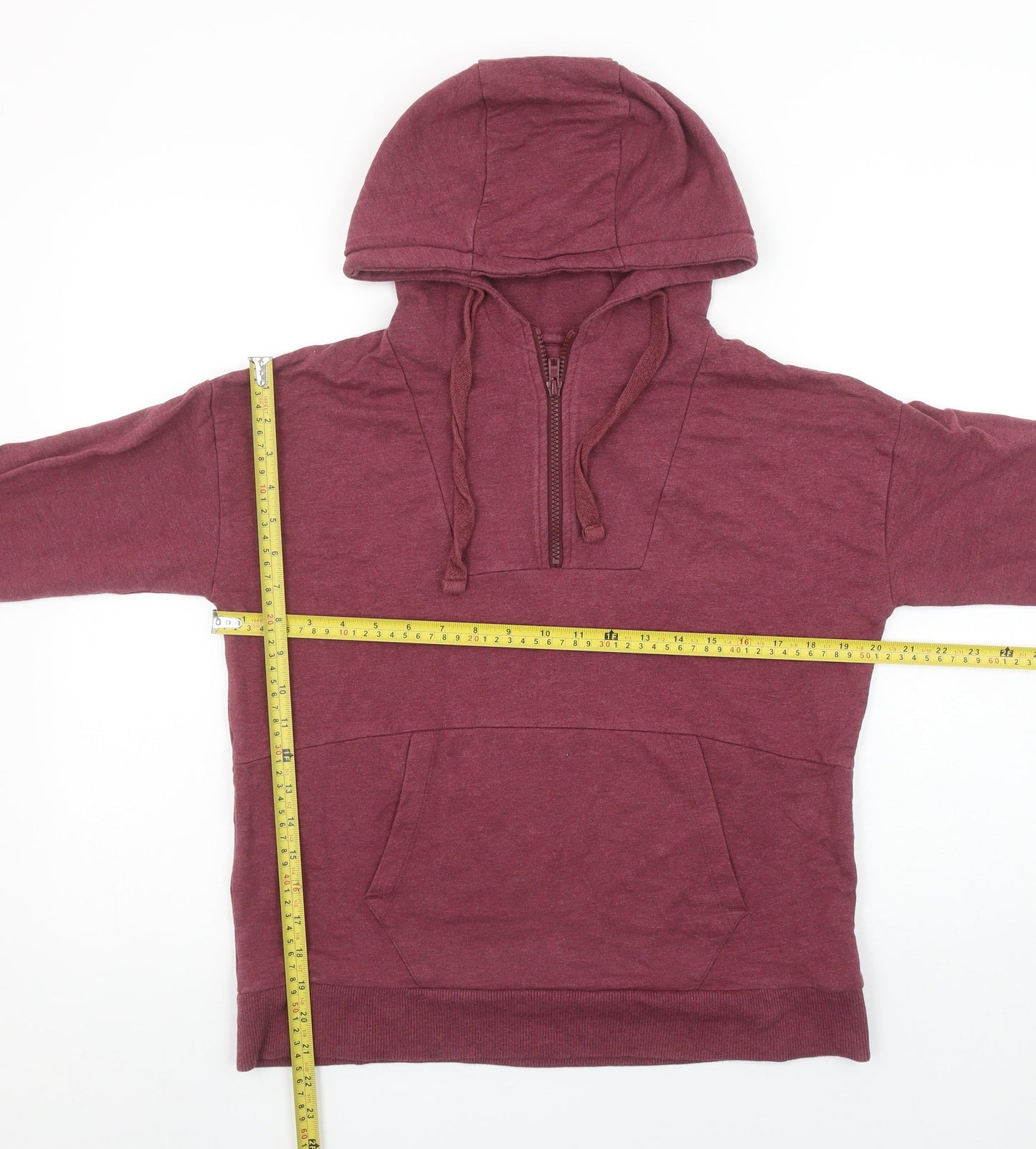 BAM Women's Burgundy 1/4 Zip Hooded Pullover Sweatshirt Size S