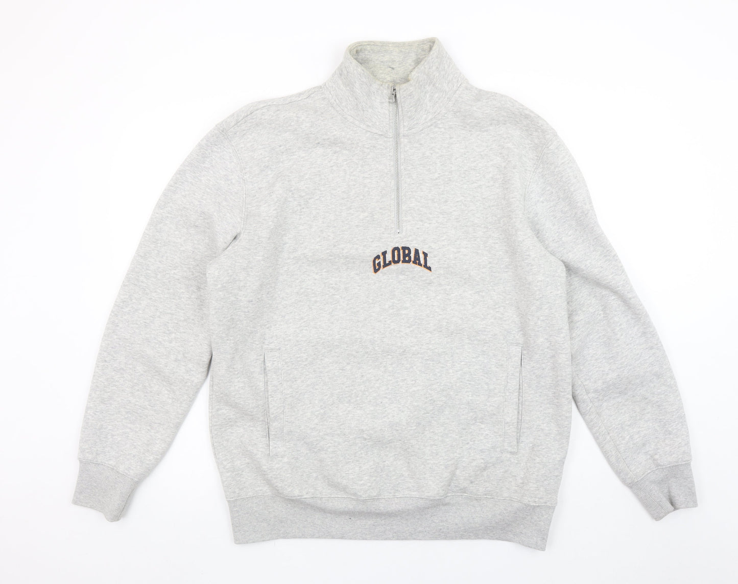 H&M Men's Grey 1/4 Zip Sweatshirt Regular Fit Size M