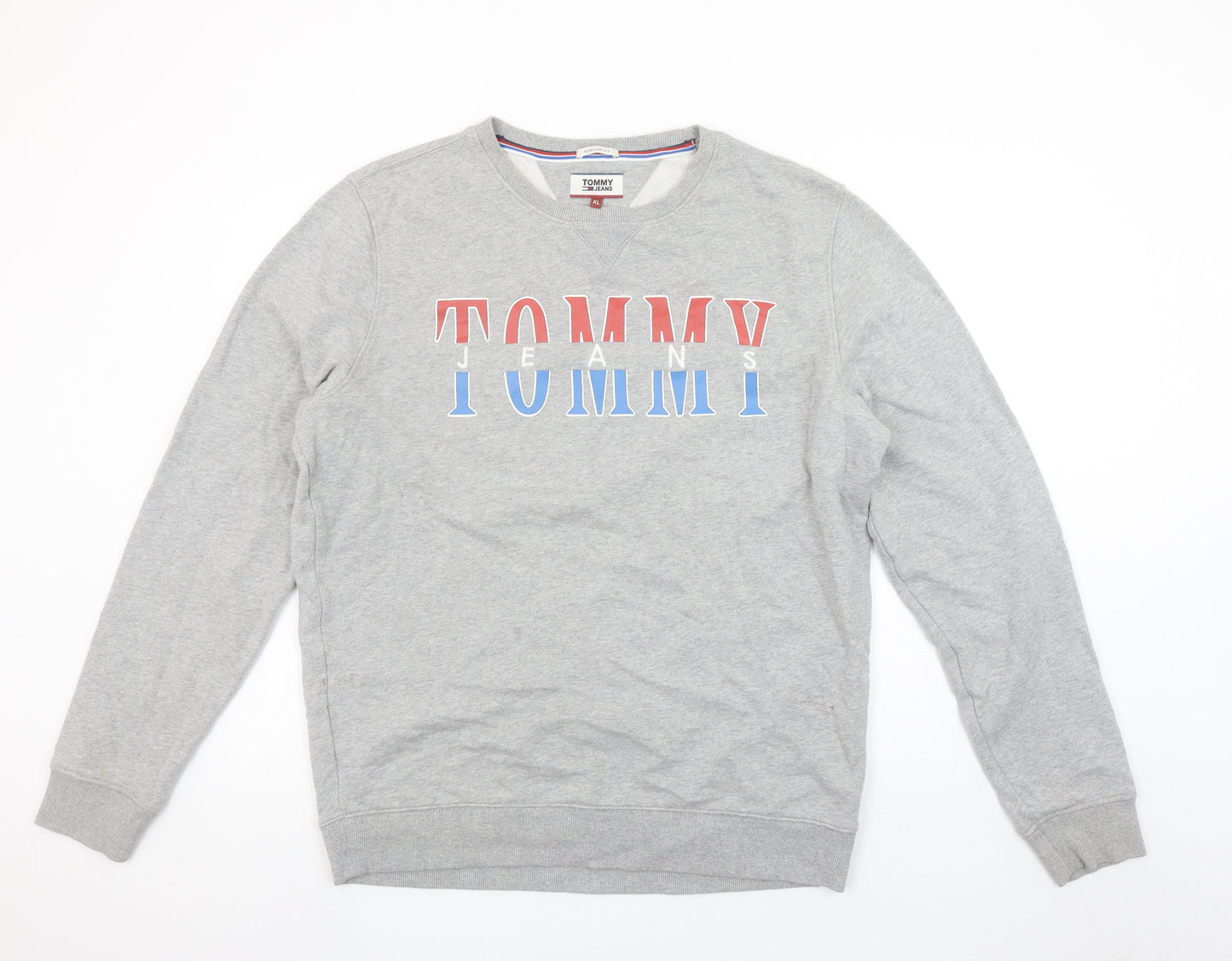Mens UK XL Regular Tommy Jeans Grey Pullover Sweatshirt
