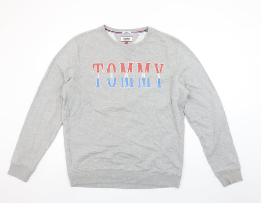 Tommy Jeans Men's Grey XL Regular Fit Logo Sweatshirt