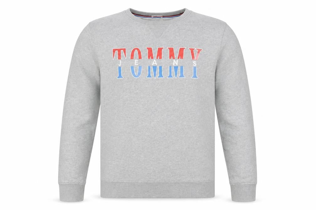 Mens UK XL Regular Tommy Jeans Grey Pullover Sweatshirt