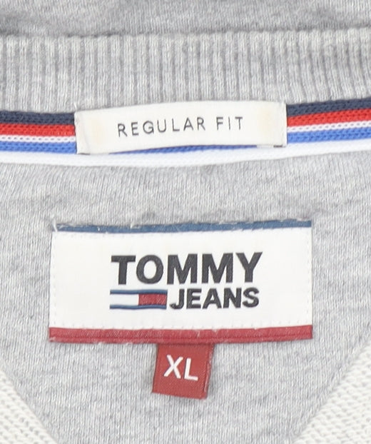 Mens UK XL Regular Tommy Jeans Grey Pullover Sweatshirt