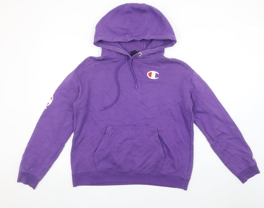 Champion Men's Purple Pullover Hoodie Size S Logo Graphic Sweatshirt