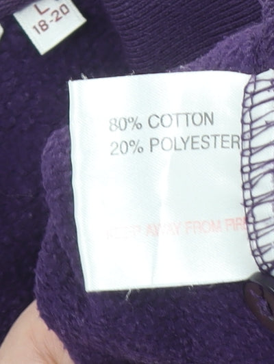 EWM Pure Classic Women's Purple Embroidered Henley Sweatshirt L 18-20