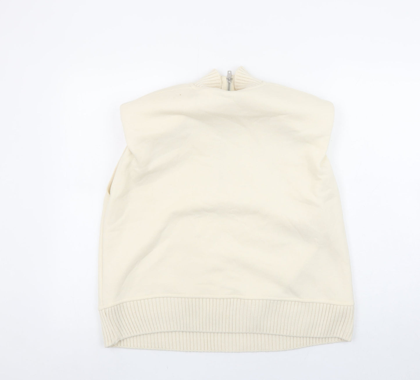 Zara Women Beige 1/2 Zip Sleeveless Sweatshirt Size S