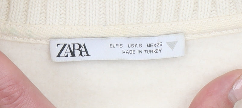 Zara Women Beige 1/2 Zip Sleeveless Sweatshirt Size S