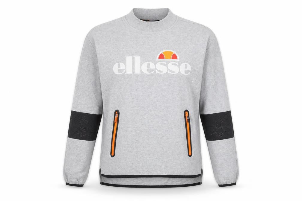 Front view of Ellesse women’s grey, size UK 14, crew neck pullover sweatshirt
