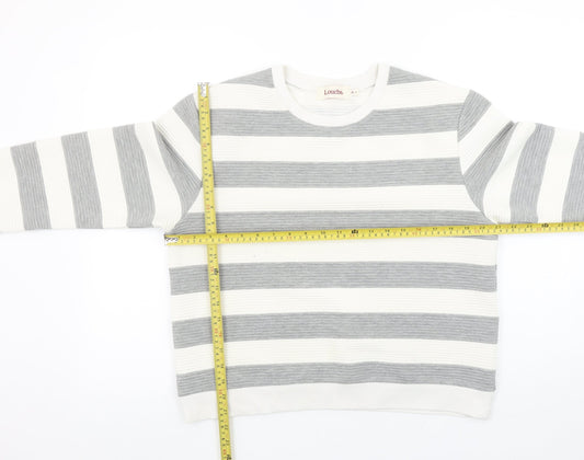 Louche Womens Grey White Striped Pullover Sweatshirt Size 14
