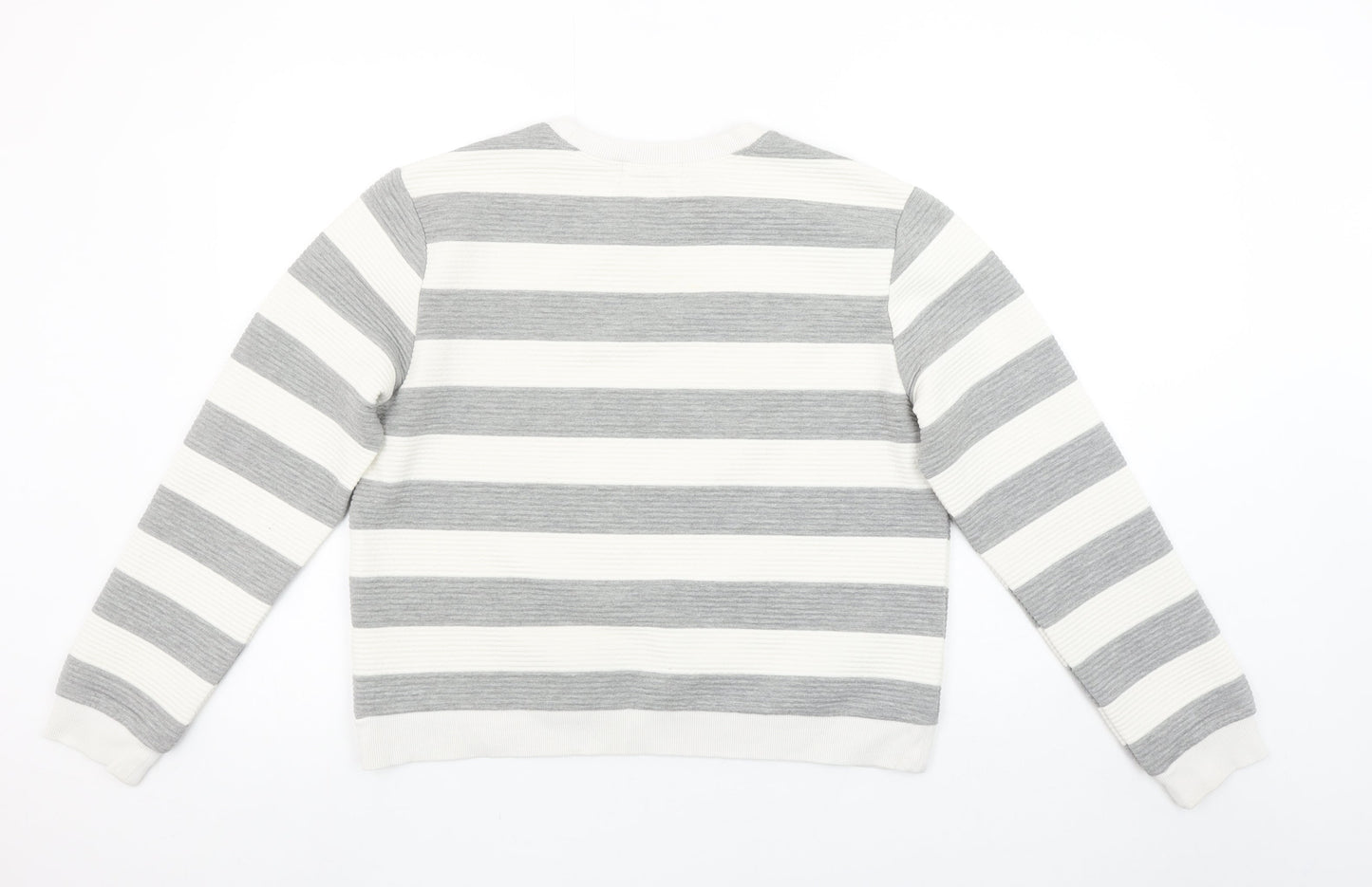Louche Womens Grey White Striped Pullover Sweatshirt Size 14