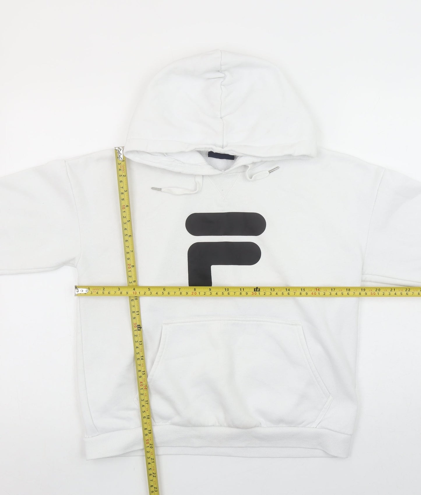 FILA Women White XS Pullover Hoodie Cotton Blend Logo Design