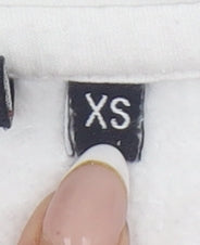 FILA Women White XS Pullover Hoodie Cotton Blend Logo Design