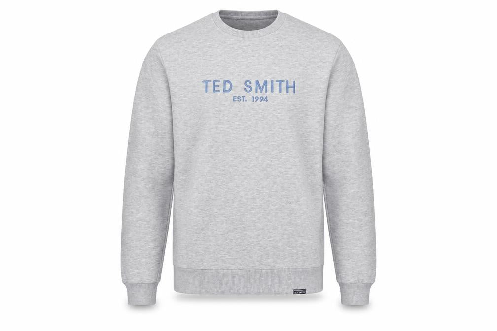 Ted Smith Men's Grey Pullover Sweatshirt M Crew Neck Classic Logo