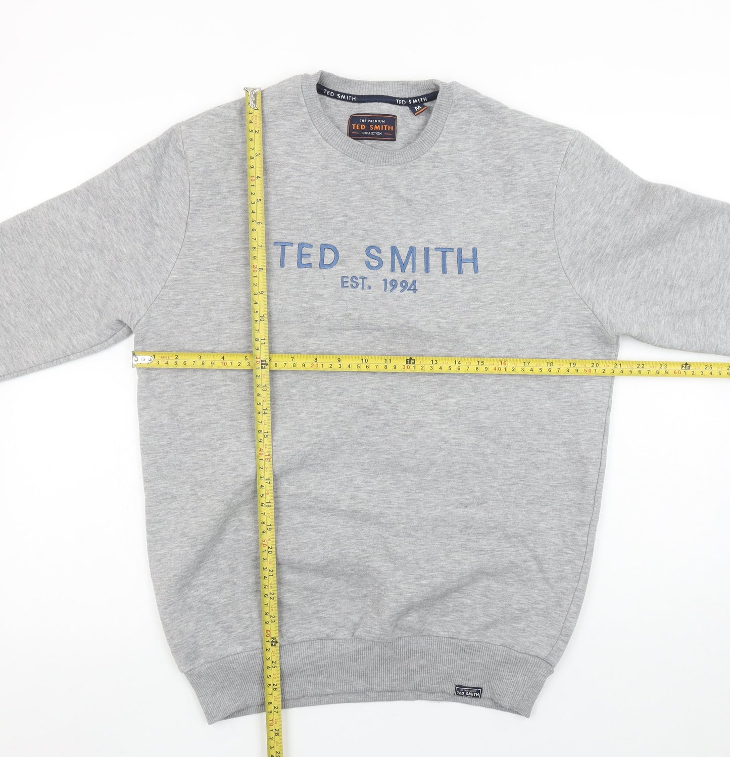 Ted Smith Men's Grey Pullover Sweatshirt M Crew Neck Classic Logo