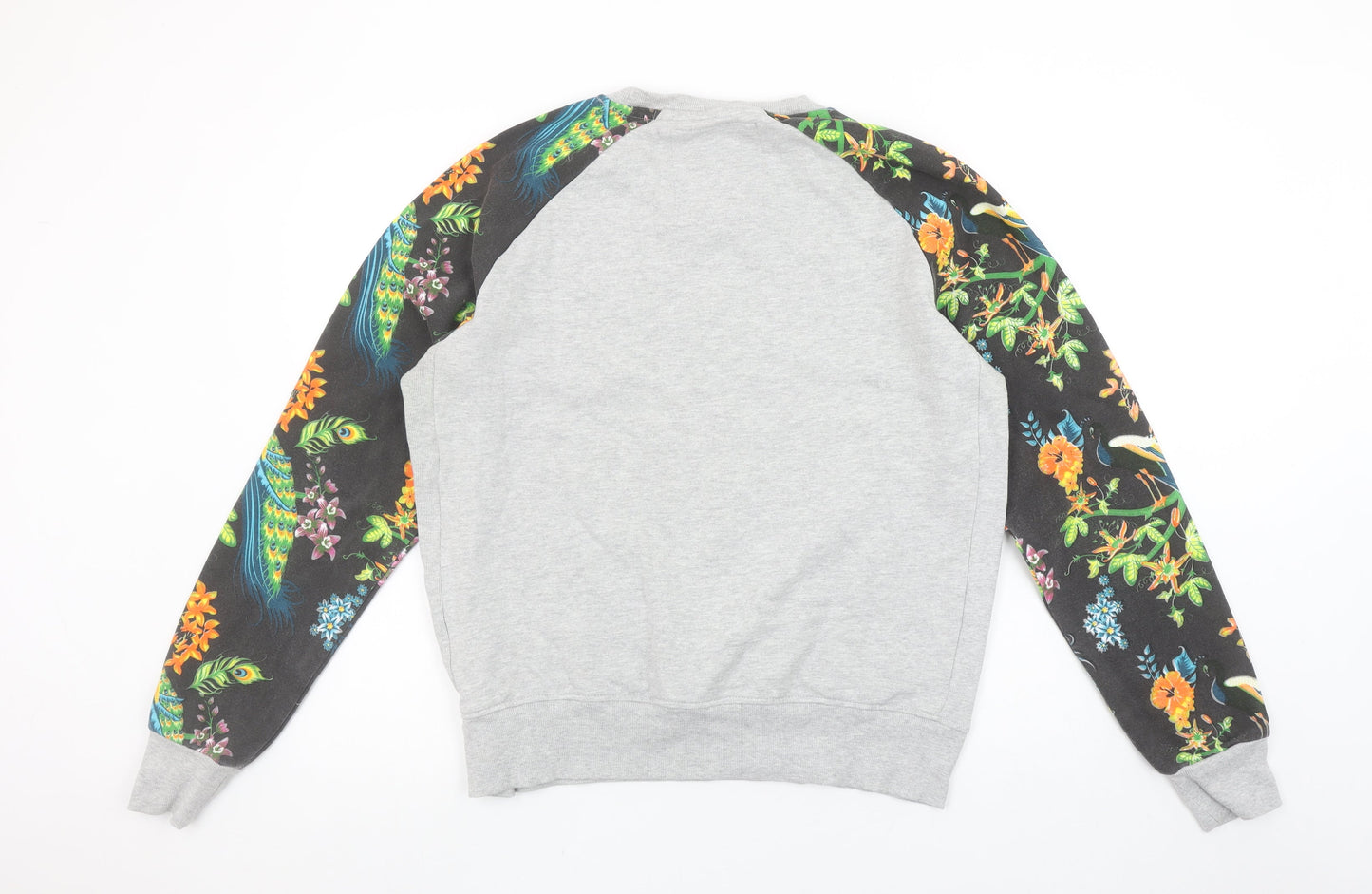 RATCHET Men's Grey & Black Floral Animal Print Sweatshirt L