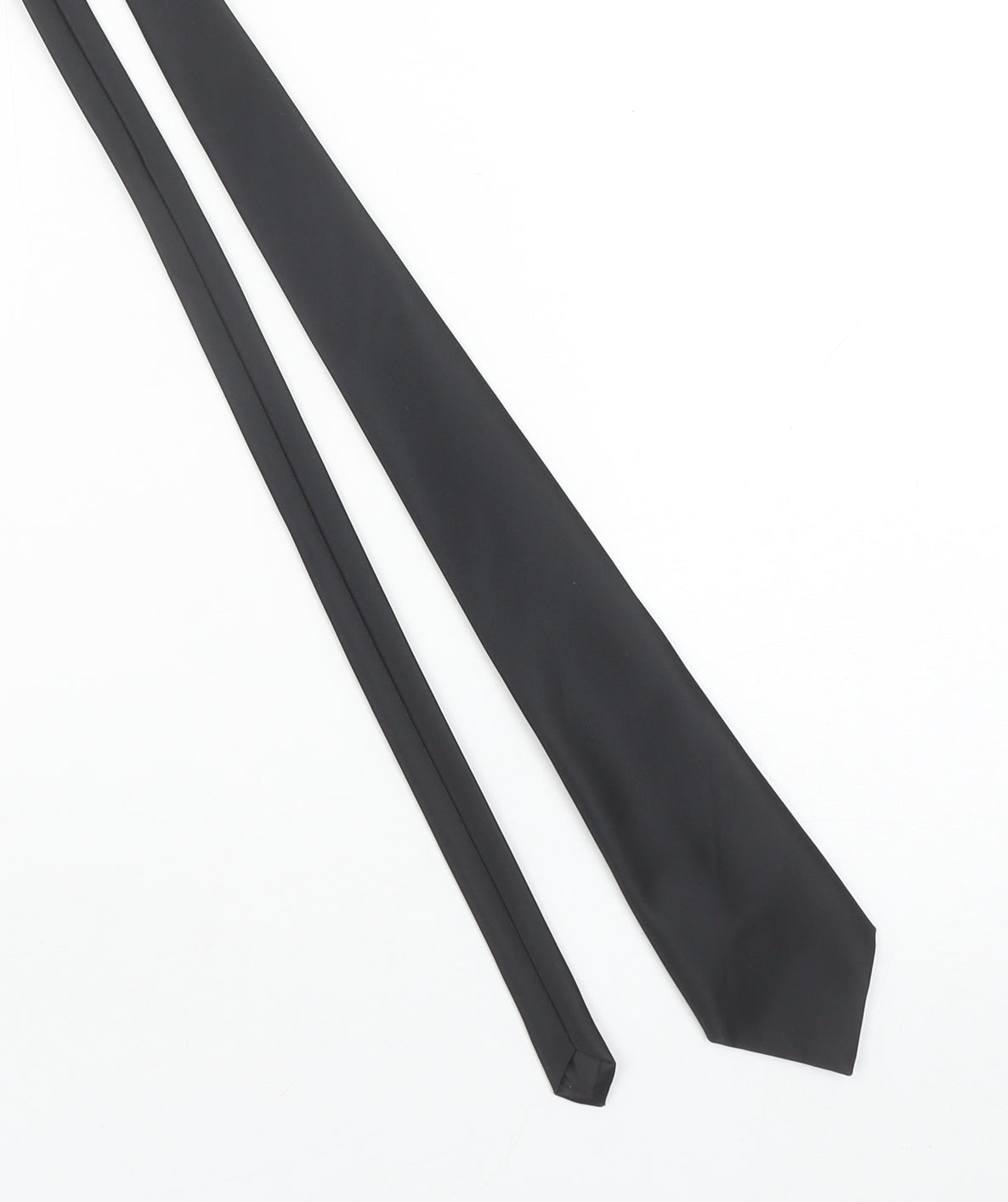 C&A Men's Black Slim Polyester Tie One Size Woven Finish