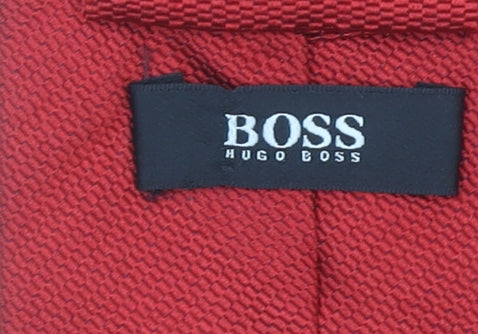 Hugo Boss Men's Red Slim Silk Woven Tie Made in Italy One Size