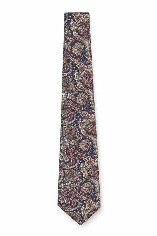 Marks and Spencer St Michael Blue Paisley Woven Men's Vintage Tie