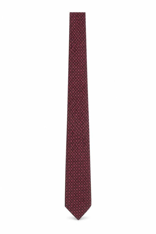 Canda Men's Burgundy Geometric Polyester Slim Tie