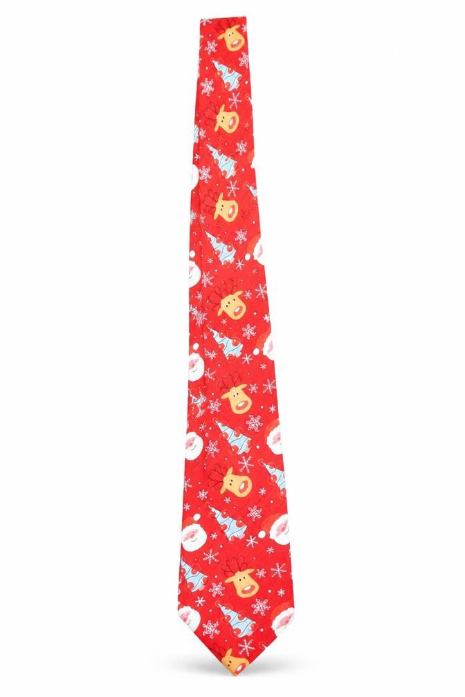 Dobell Men's Red Christmas Print Polyester Tie One Size