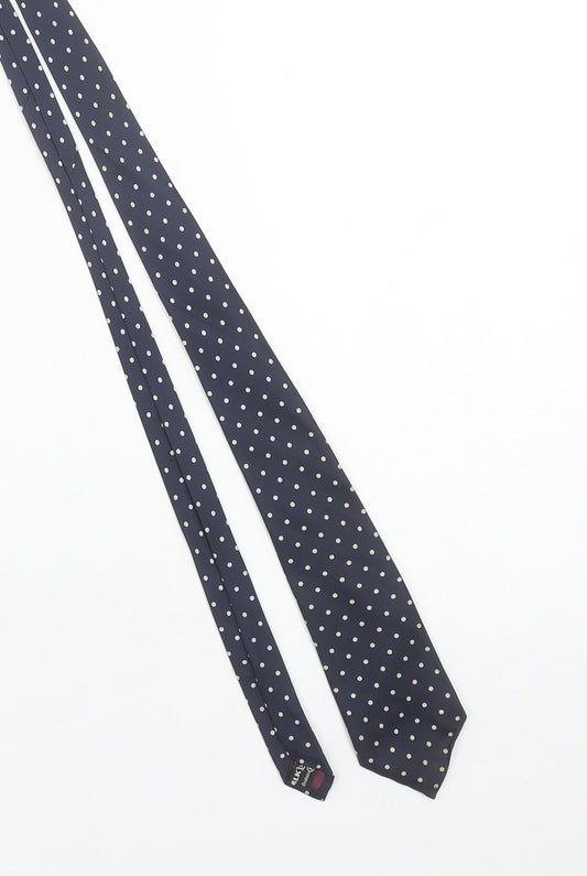 Hornes Men's Blue Polka Dot Slim Silk Tie