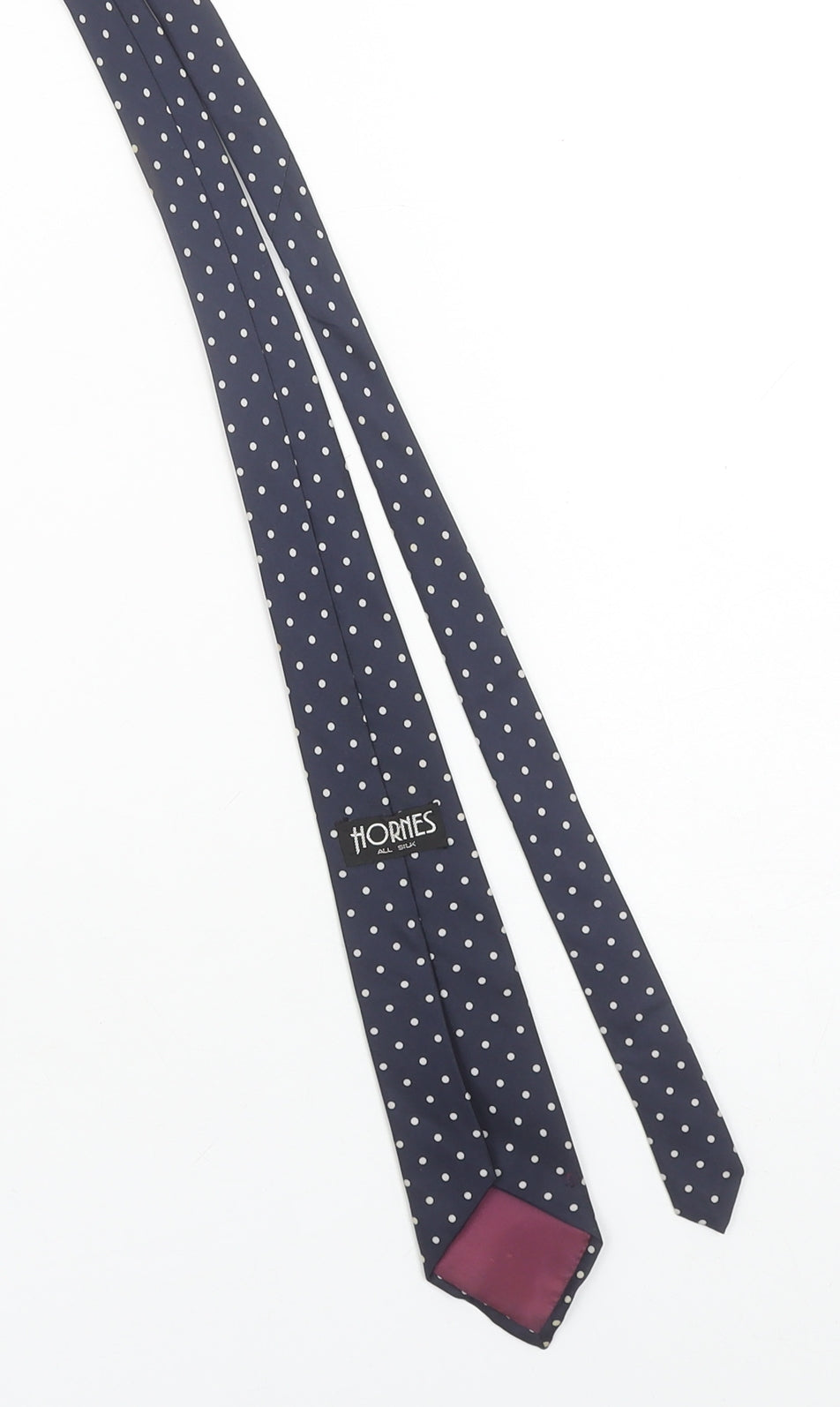 Hornes Men's Blue Polka Dot Slim Silk Tie
