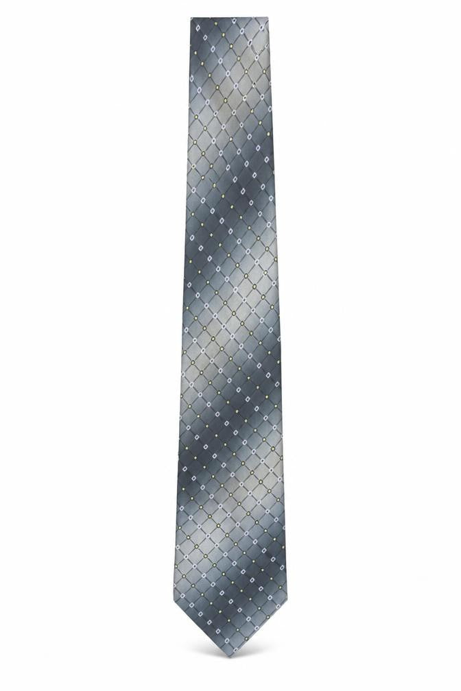 Canda Men's Grey Geometric Pattern Pointed Tie - One Size
