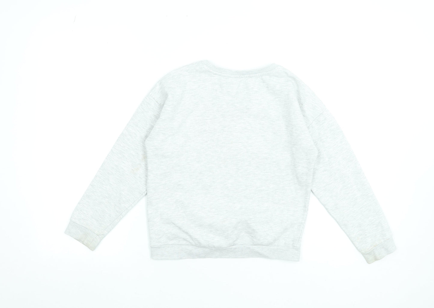 Barbie Girls Grey Pullover Sweatshirt 10 Years Graphic Print Cotton Blend