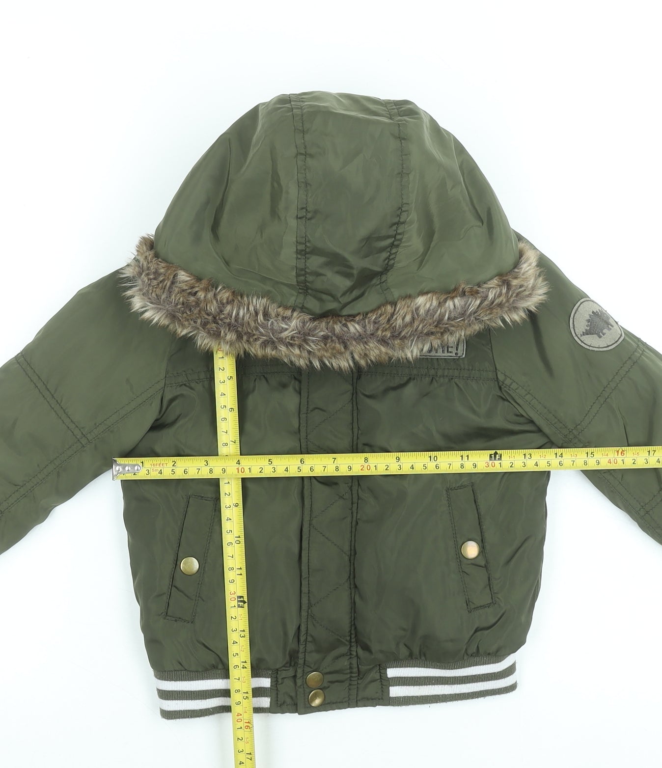 Mothercare Boys Green 3-4 Years Hooded Faux Fur Puffer Jacket