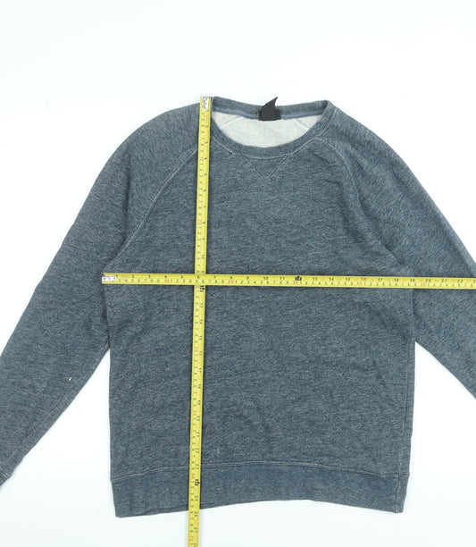 H&M Men’s Blue Cotton Crew Neck Long Sleeve Pullover Sweatshirt M